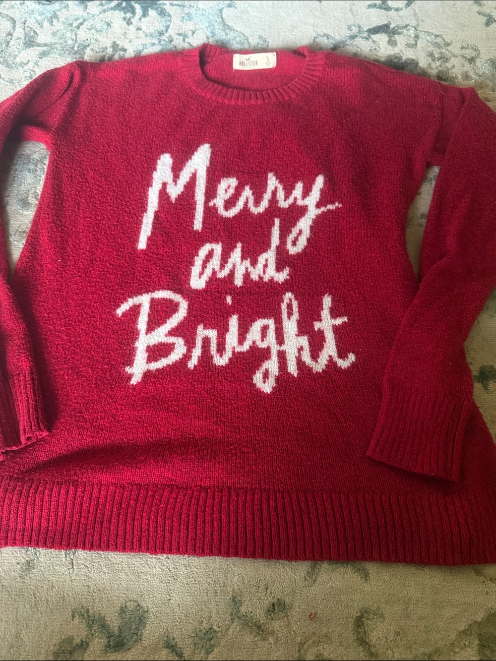 Hollister Red Crewneck Sweater with White Script
